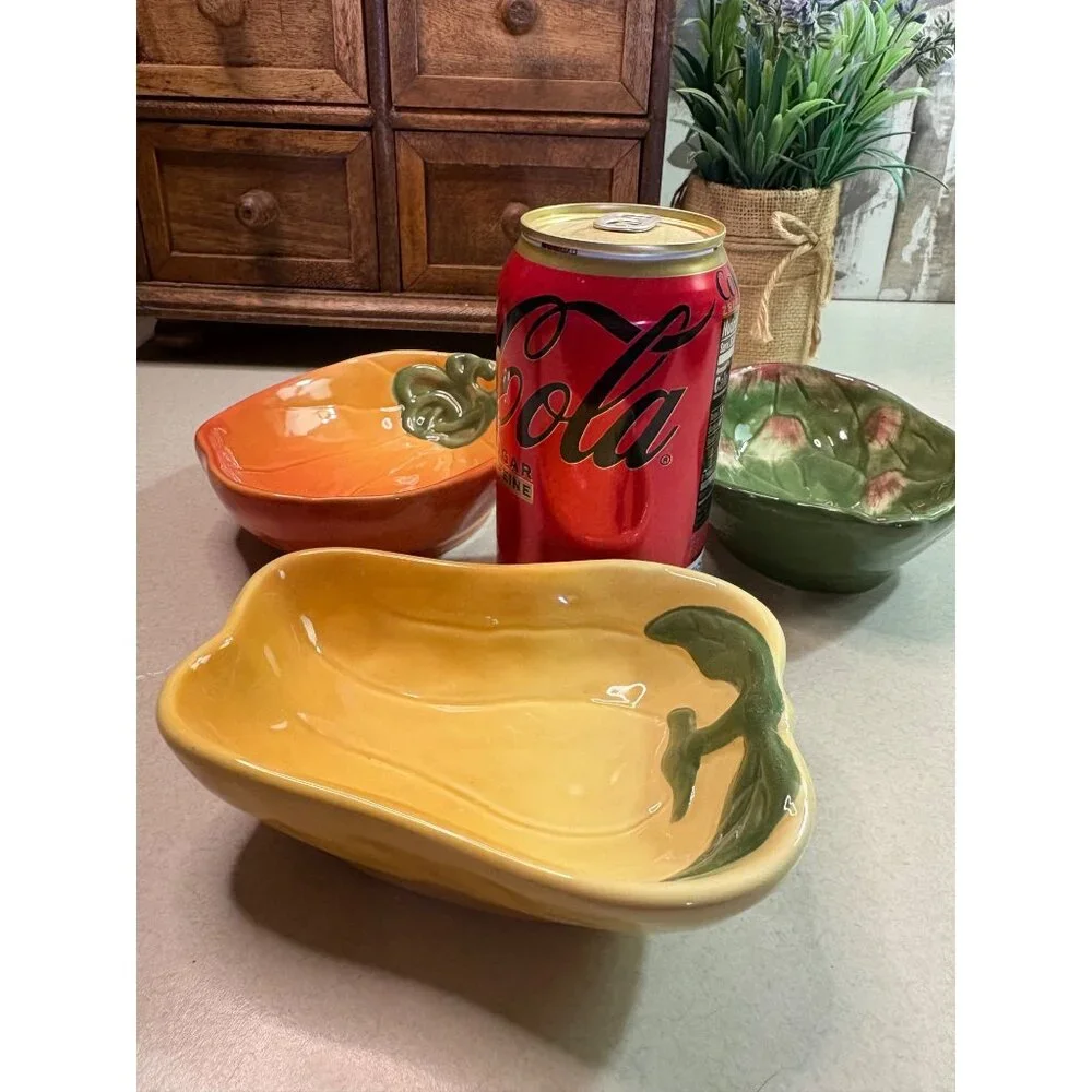 Williams Sonoma Jardin Potager Pottery Vegetable Sauce Dip Bowls Set of 3